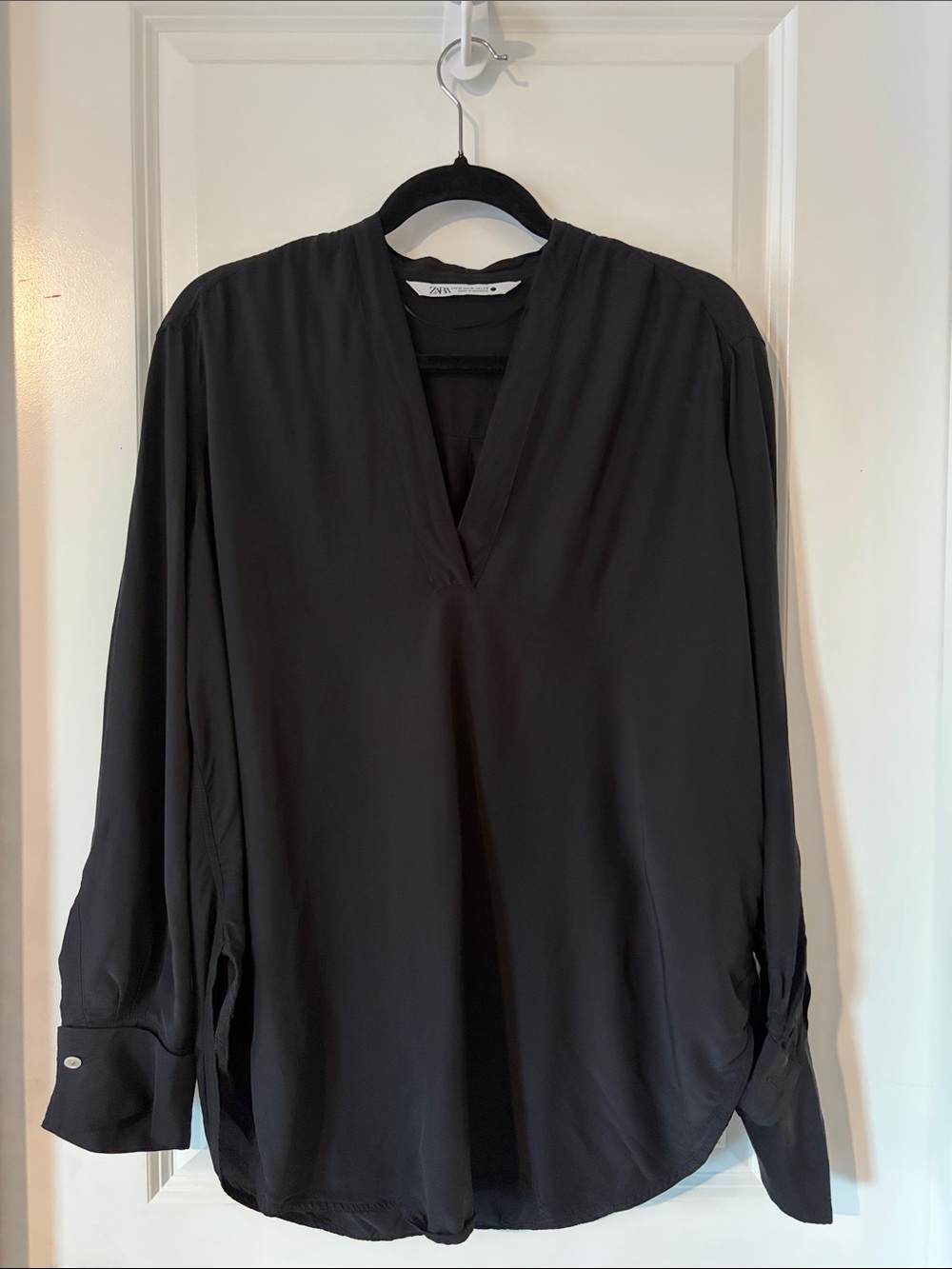 Zara Black V-Neck Long Sleeve Tunic